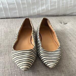 J. Crew • Black & white striped canvas flats